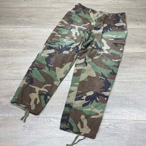 Military Cargo Pants Mens Medium Short Woodland Camo Combat Trousers HOLE